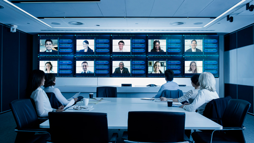 video conference in modern conference room